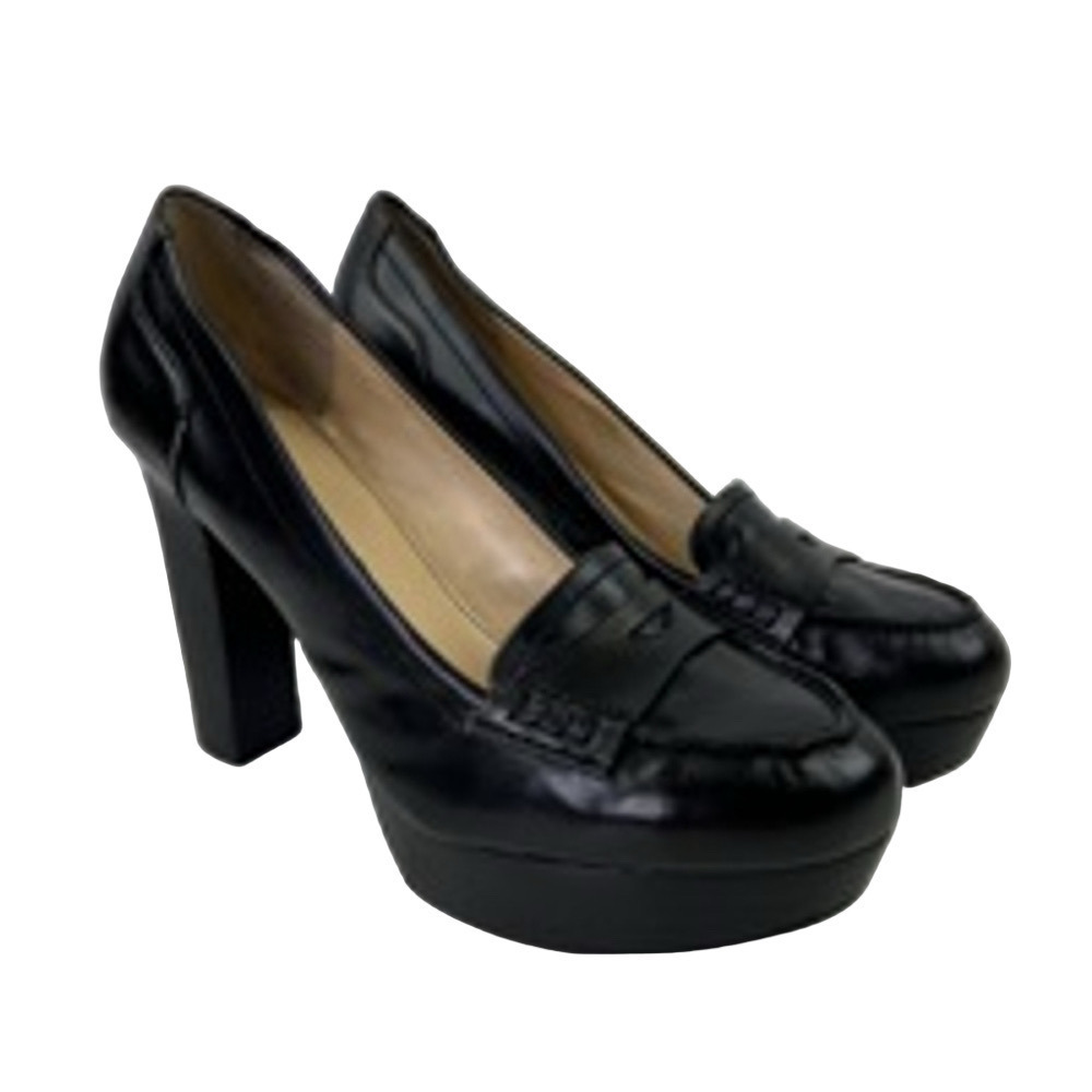 Marc Fisher Women's vegan  black platform slip on loafer chunky heel size 7 ½